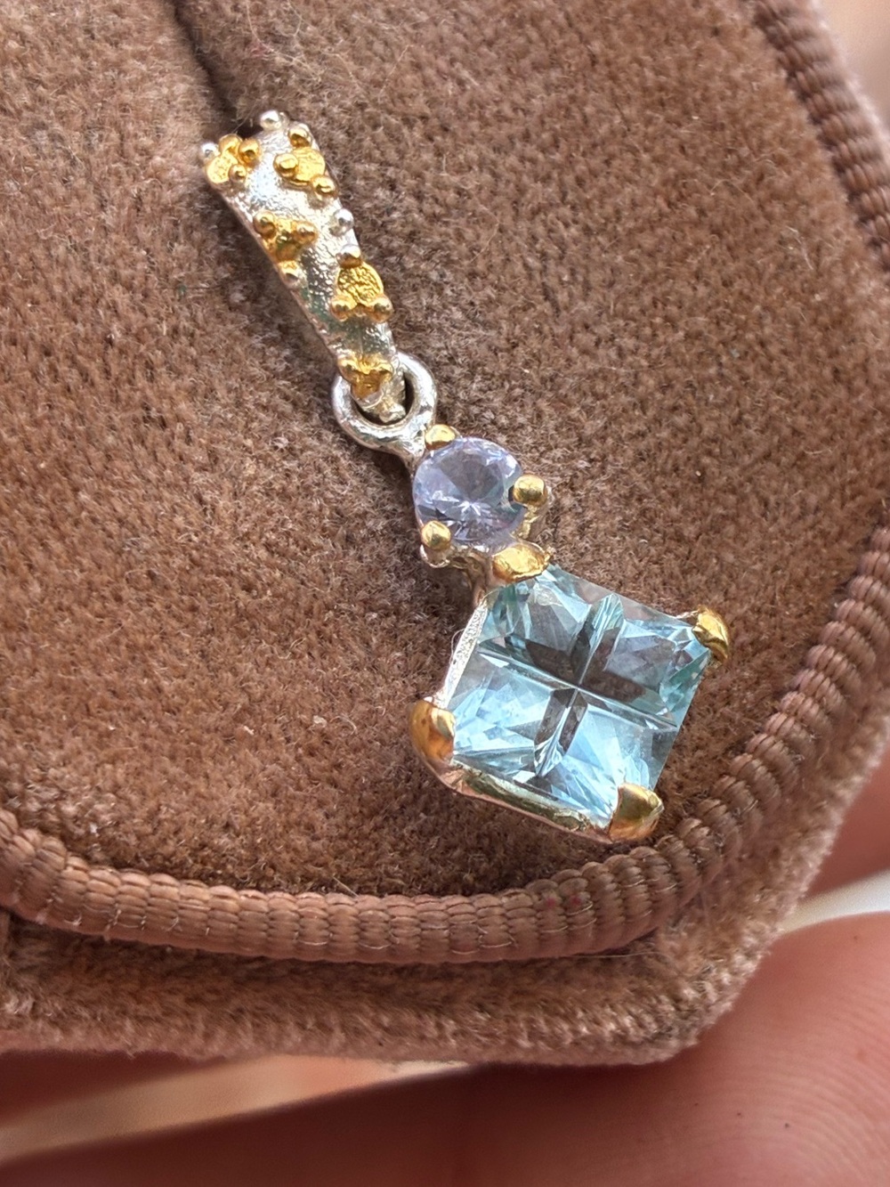 Solid sterling genuine topaz/tanzanite pendant